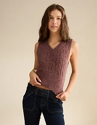 AE Cropped Cable Knit Sweater Vest