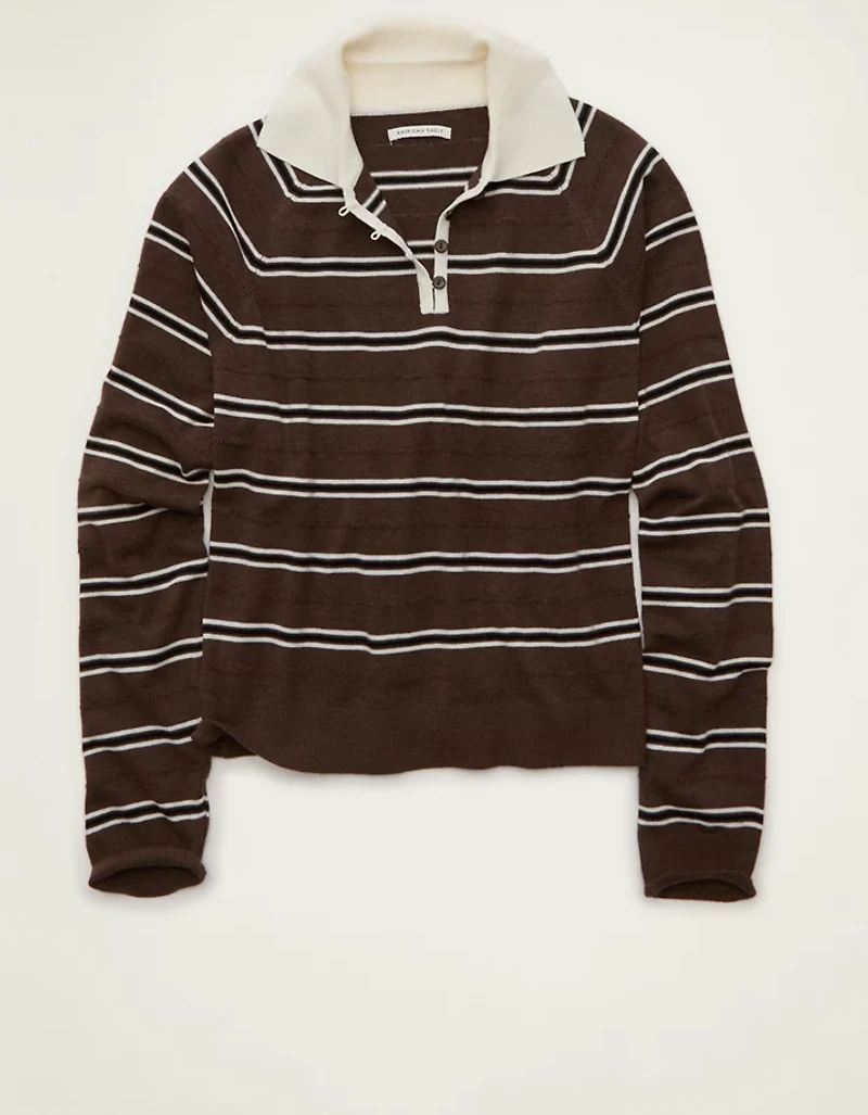 AE Oversized Button Up Sweater Polo