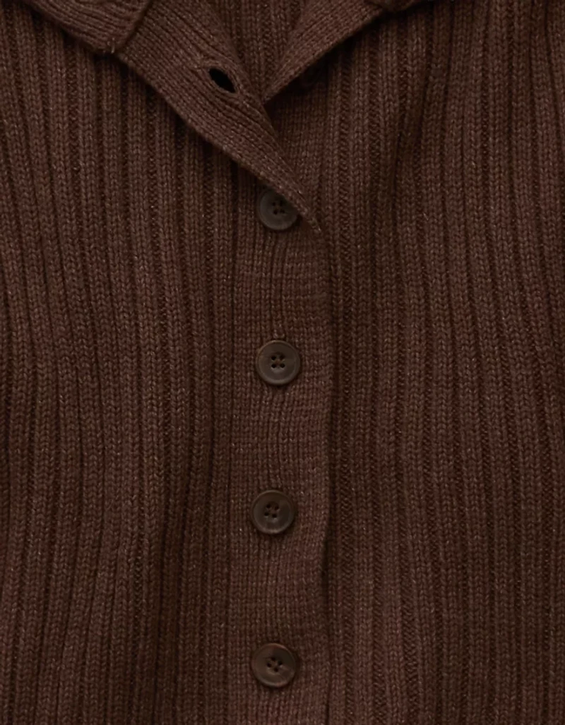 AE Button Up Mock Neck Cardigan Sweater