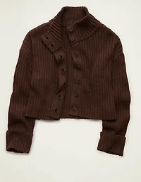 AE Button Up Mock Neck Cardigan Sweater