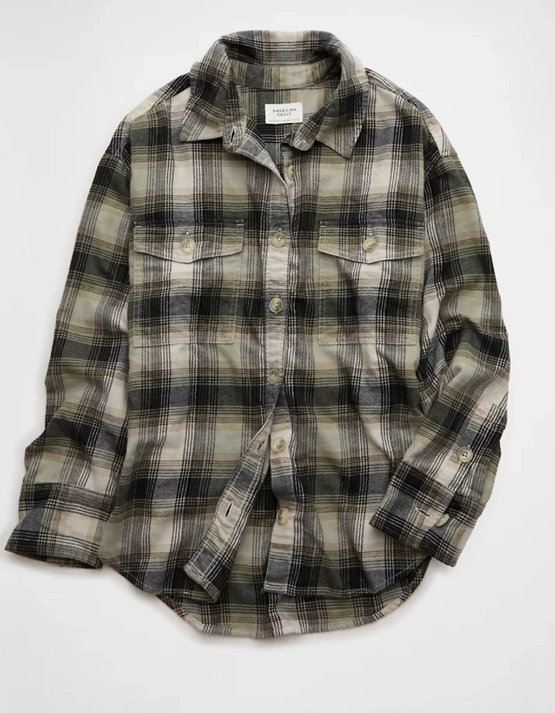 AE Plaid Button-Up Shirt