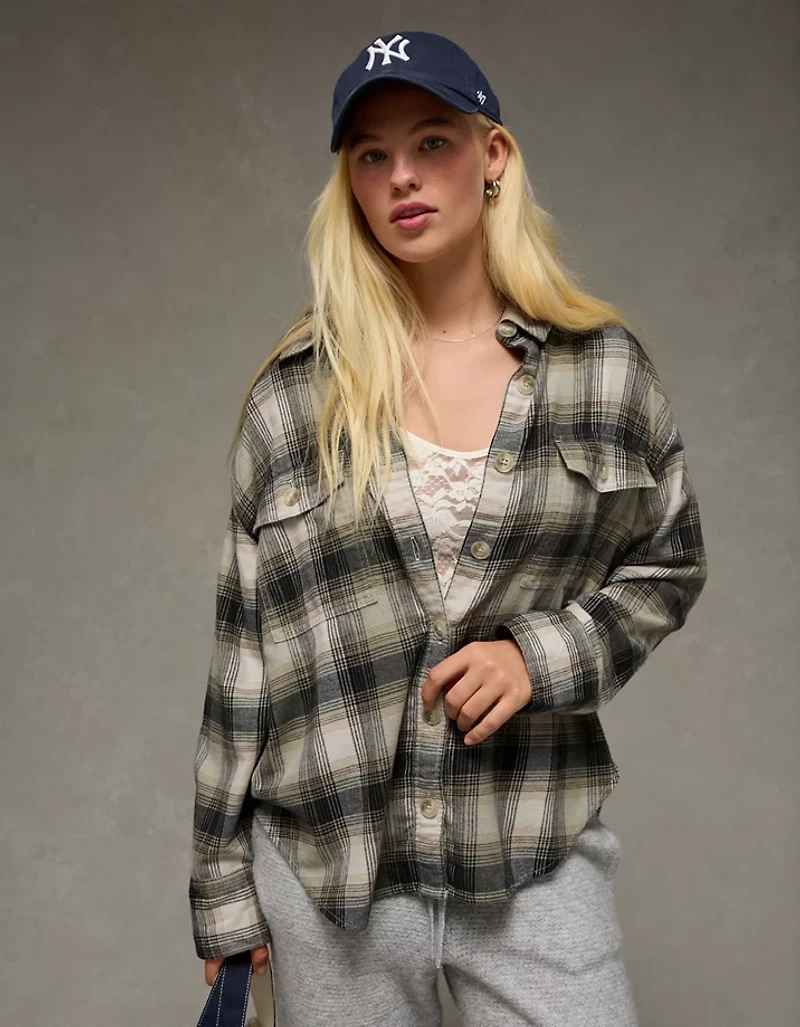 AE Plaid Button-Up Shirt