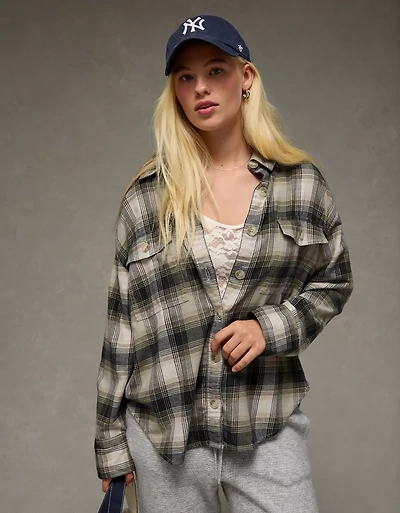 AE Plaid Button-Up Shirt