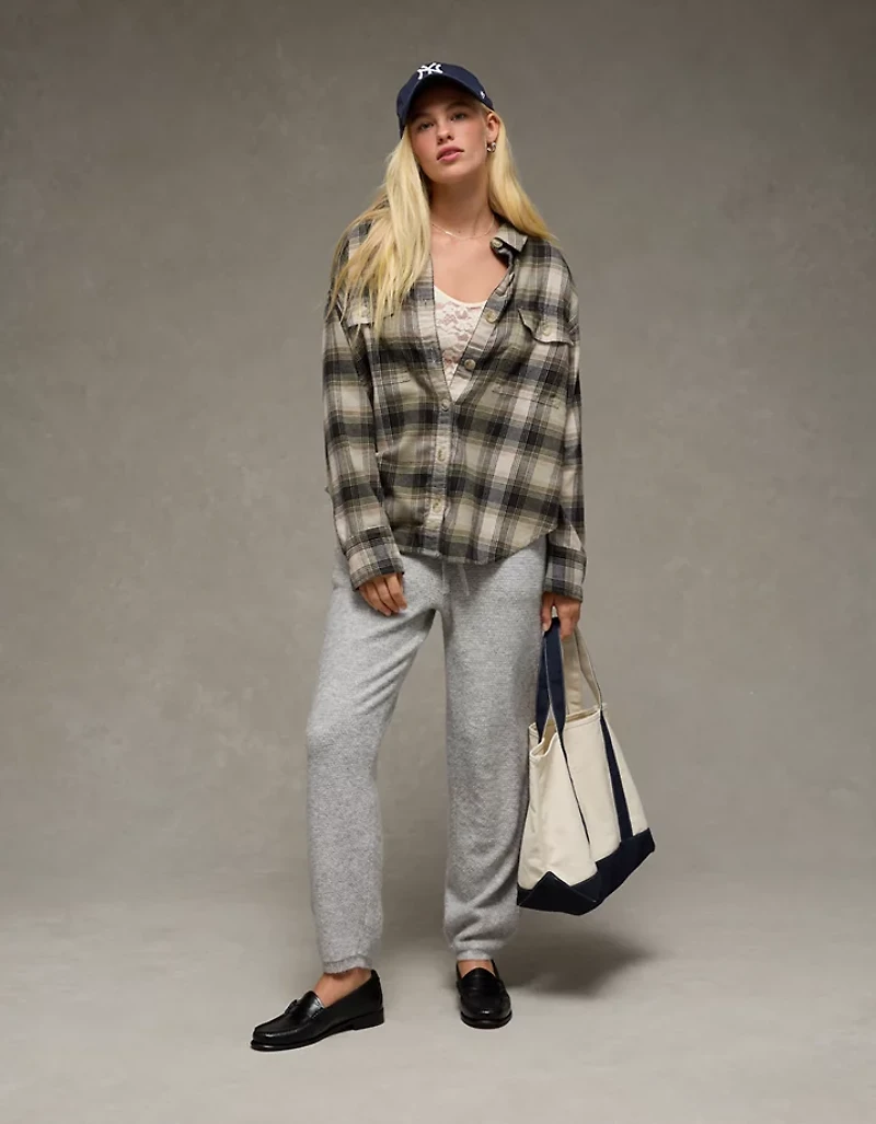 AE Plaid Button-Up Shirt