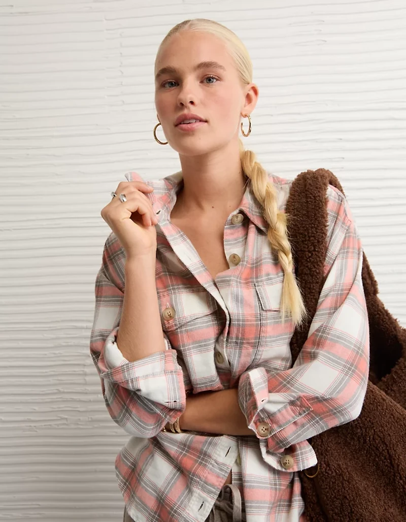 AE Plaid Button-Up Shirt
