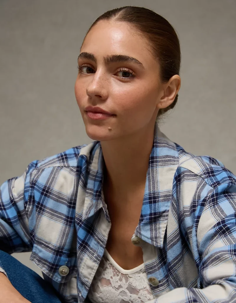 Chemisier à carreaux et boutons AE