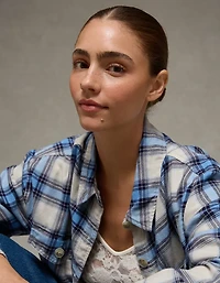 Chemisier à carreaux et boutons AE