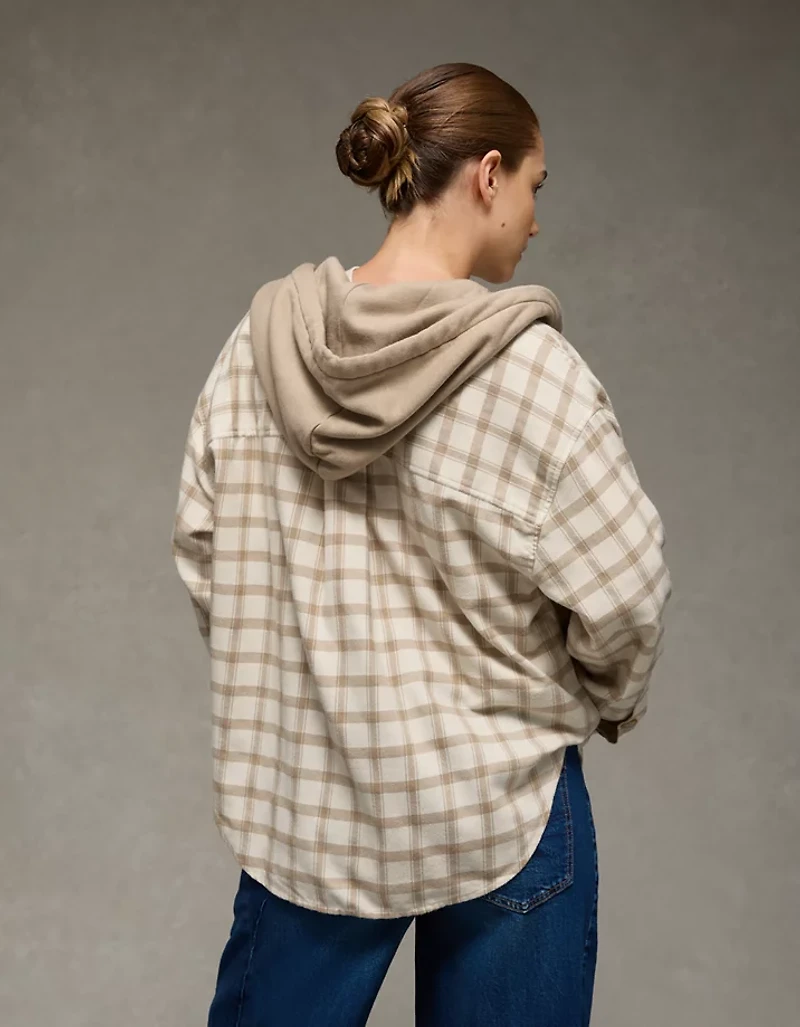 Chemisier boutonné à carreaux avec capuchon AE