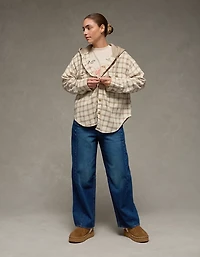 Chemisier boutonné à carreaux avec capuchon AE