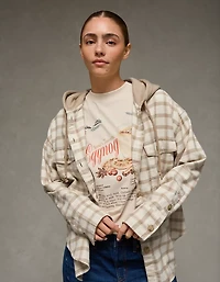 Chemisier boutonné à carreaux avec capuchon AE