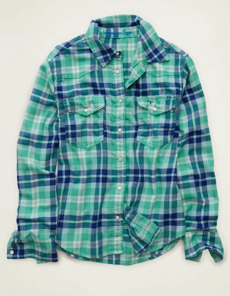 AE Throwback Flannel Button-Up Shirt