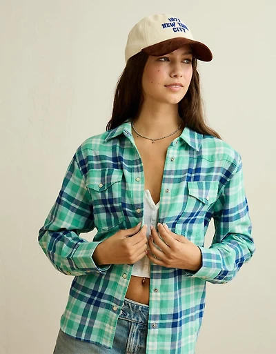 AE Throwback Flannel Button-Up Shirt