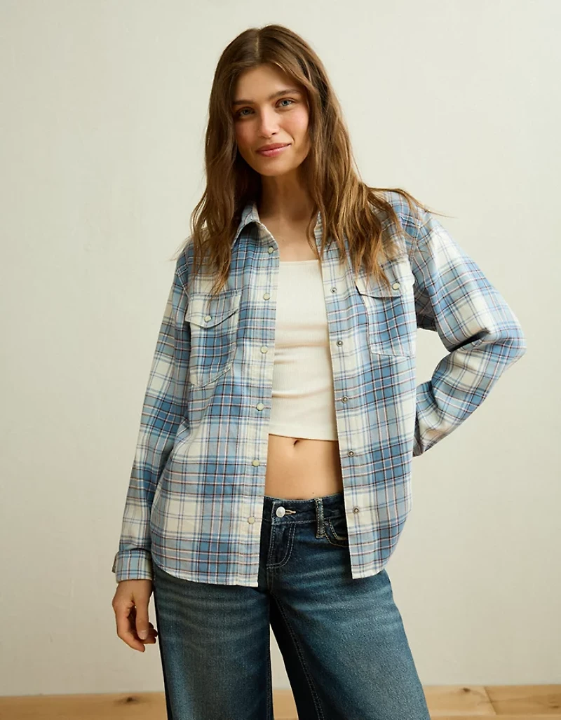 AE Throwback Flannel Button-Up Shirt