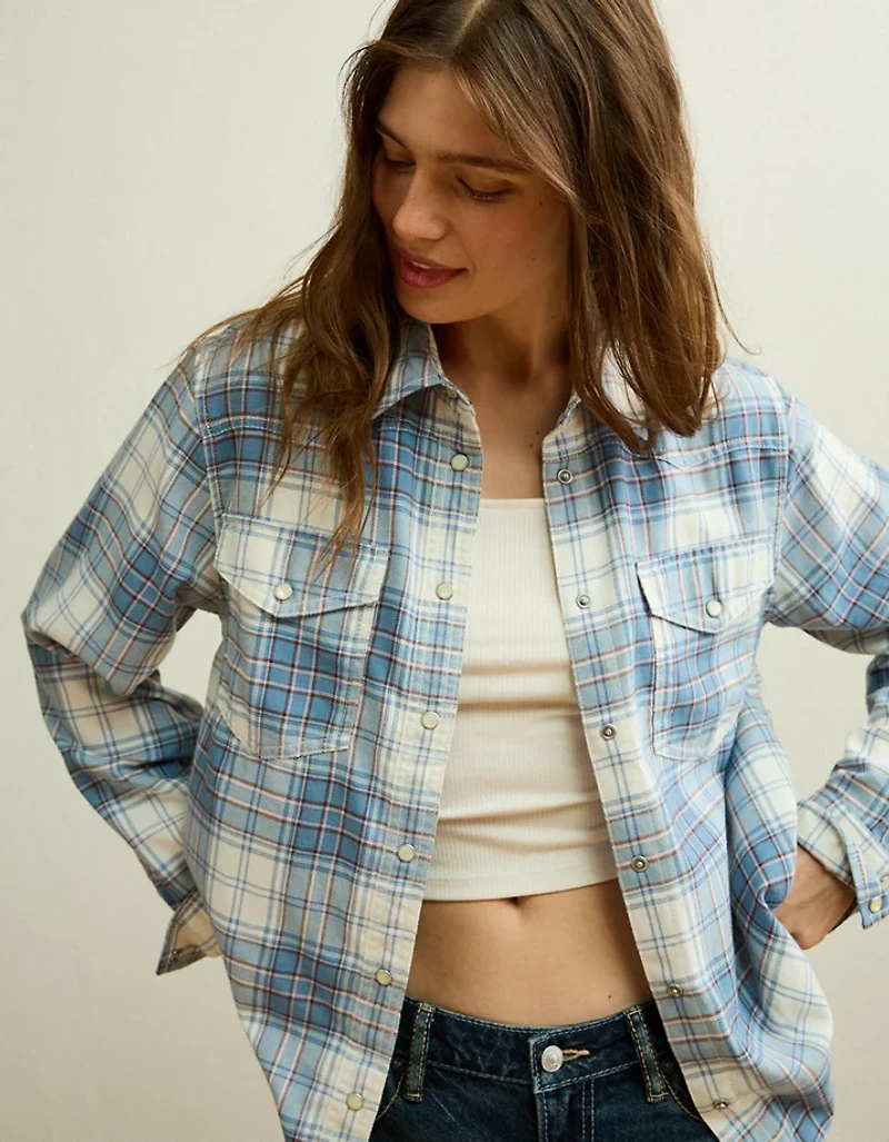 AE Throwback Flannel Button-Up Shirt