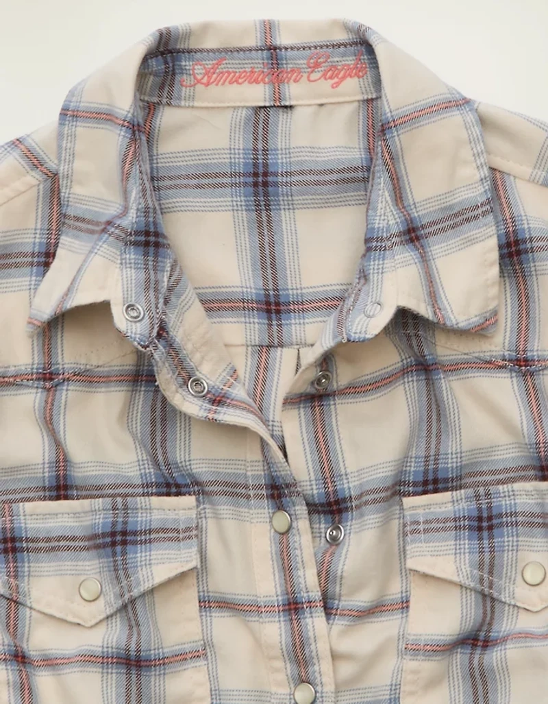 Haut boutonné en flanelle rétro AE