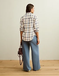 Haut boutonné en flanelle rétro AE