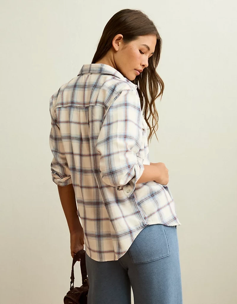 Haut boutonné en flanelle rétro AE