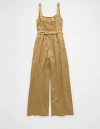 AE Linen-Blend Button-Up Jumpsuit