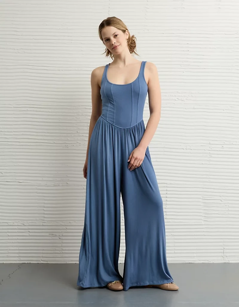 Combinaison-pantalon de style corset à coutures Doux et sexy AE