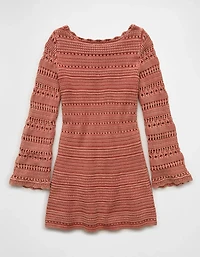 AE Long-Sleeve Open Stitch Sweater Mini Dress