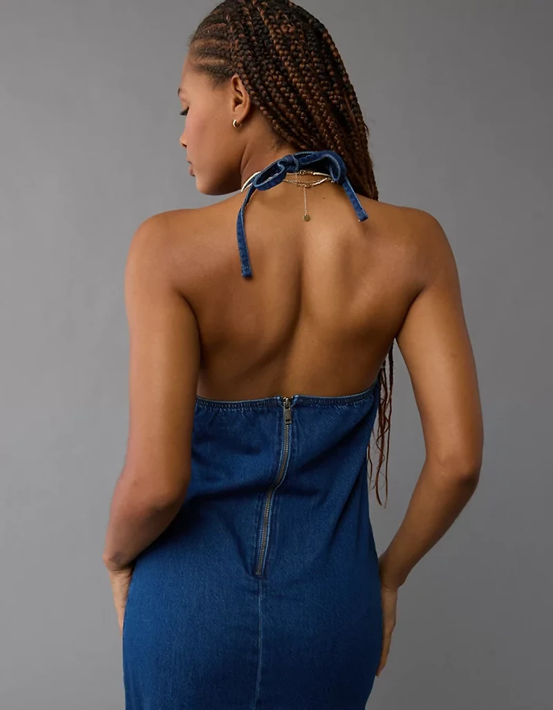 Robe tube mi-longue bain-de-soleil en denim AE