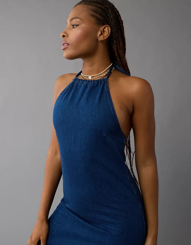 Robe tube mi-longue bain-de-soleil en denim AE