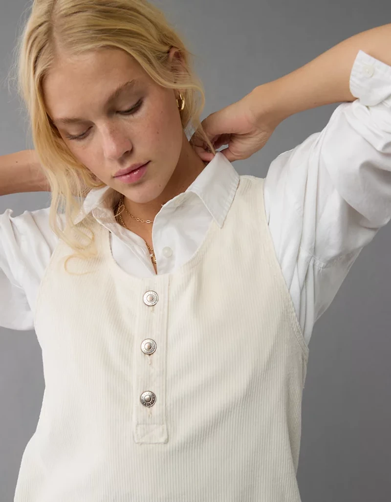 Minirobe tablier en velours côtelé AE