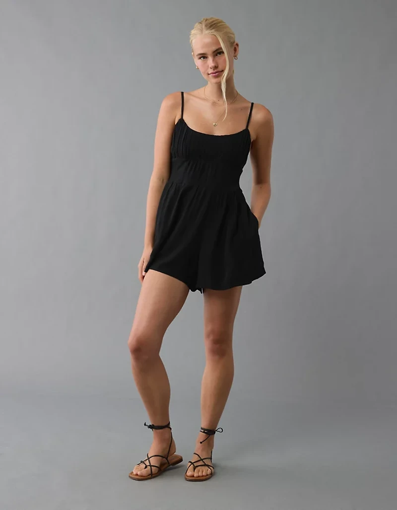 Barboteuse au corsage de style corset ruché AE