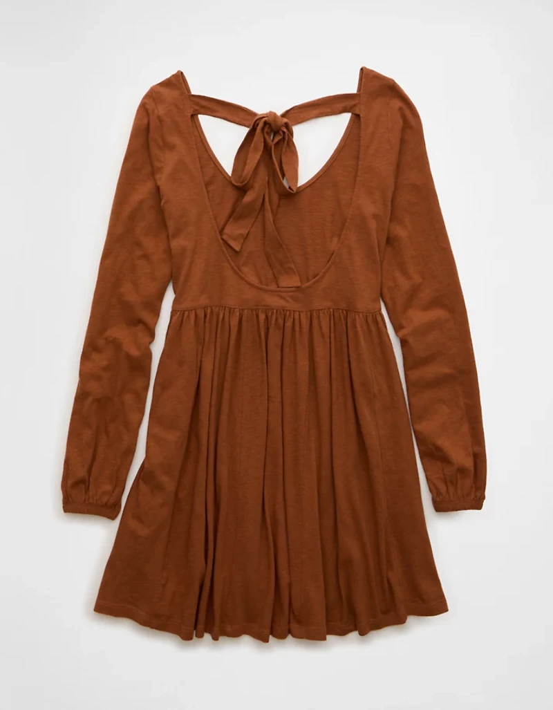 AE Sunchaser Knit Long-Sleeve Scoop Neck Mini Dress