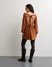 AE Sunchaser Knit Long-Sleeve Scoop Neck Mini Dress