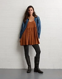 AE Sunchaser Knit Long-Sleeve Scoop Neck Mini Dress