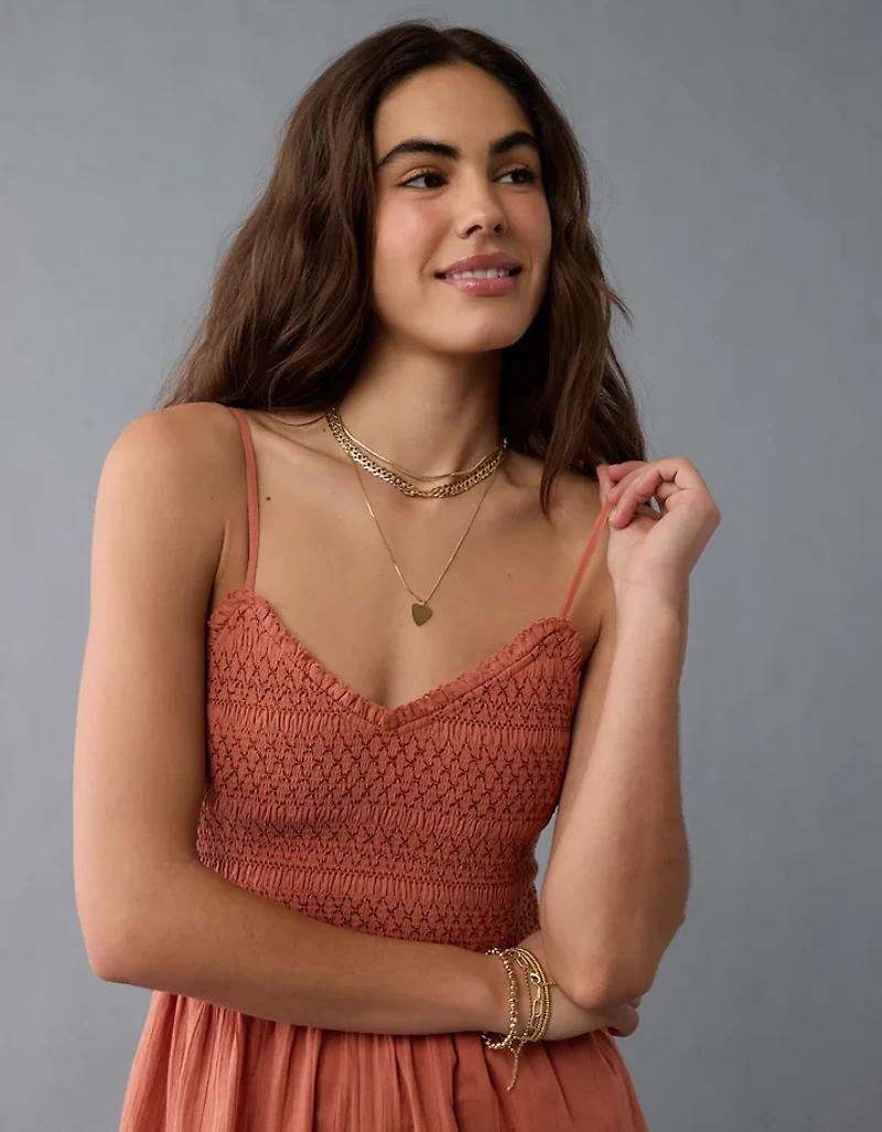 AE Textured Smocked V-Neck Romper