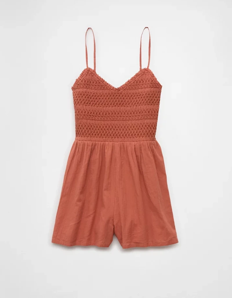 AE Textured Smocked V-Neck Romper