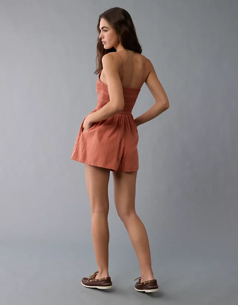 AE Textured Smocked V-Neck Romper