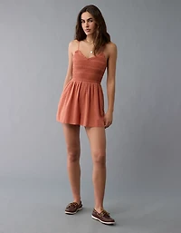 AE Textured Smocked V-Neck Romper