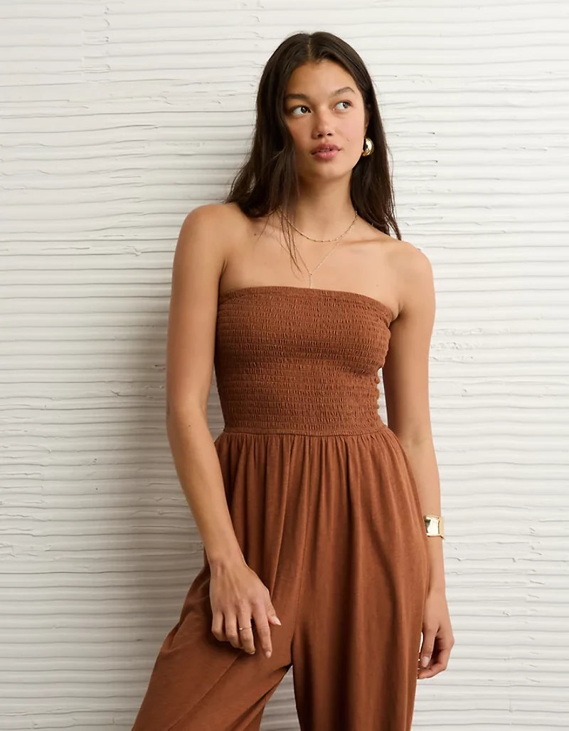 AE Sunchaser Knit Smocked Tube Jumpsuit