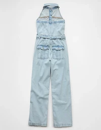 AE Denim Collared Halter Jumpsuit