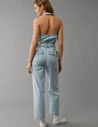AE Denim Collared Halter Jumpsuit