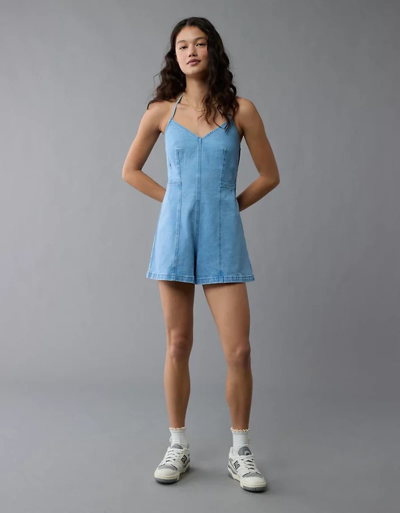 Barboteuse à licou en denim AE