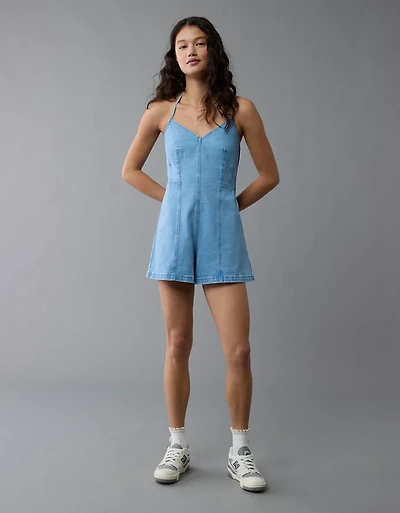 Barboteuse à licou en denim AE