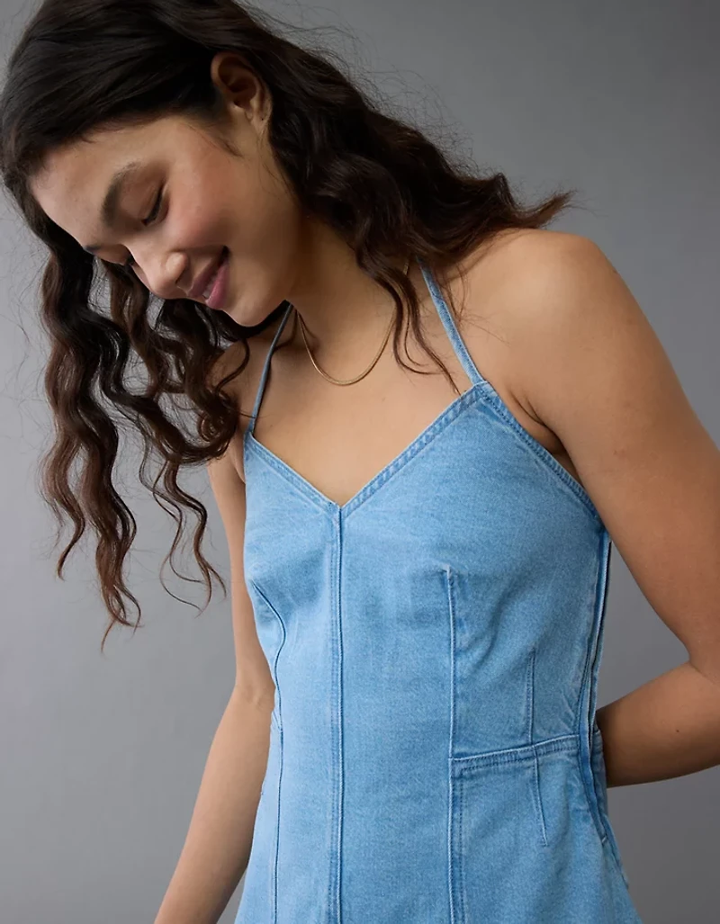 Barboteuse à licou en denim AE