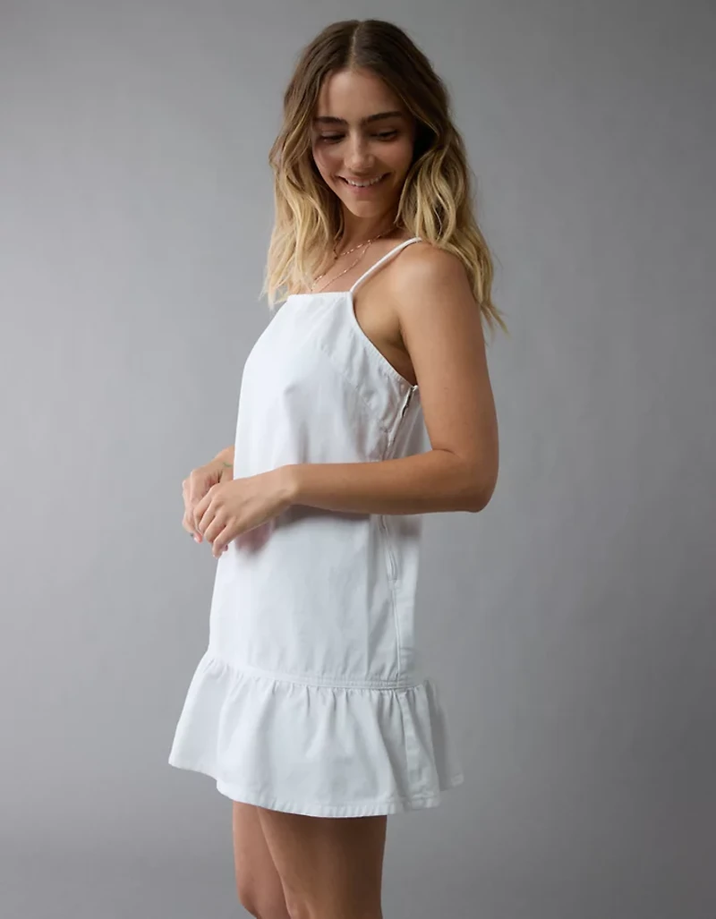 AE Denim Ruffle Mini Shift Dress
