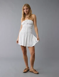 AE Sunchaser Knit Strapless Smocked Bodice Mini Dress