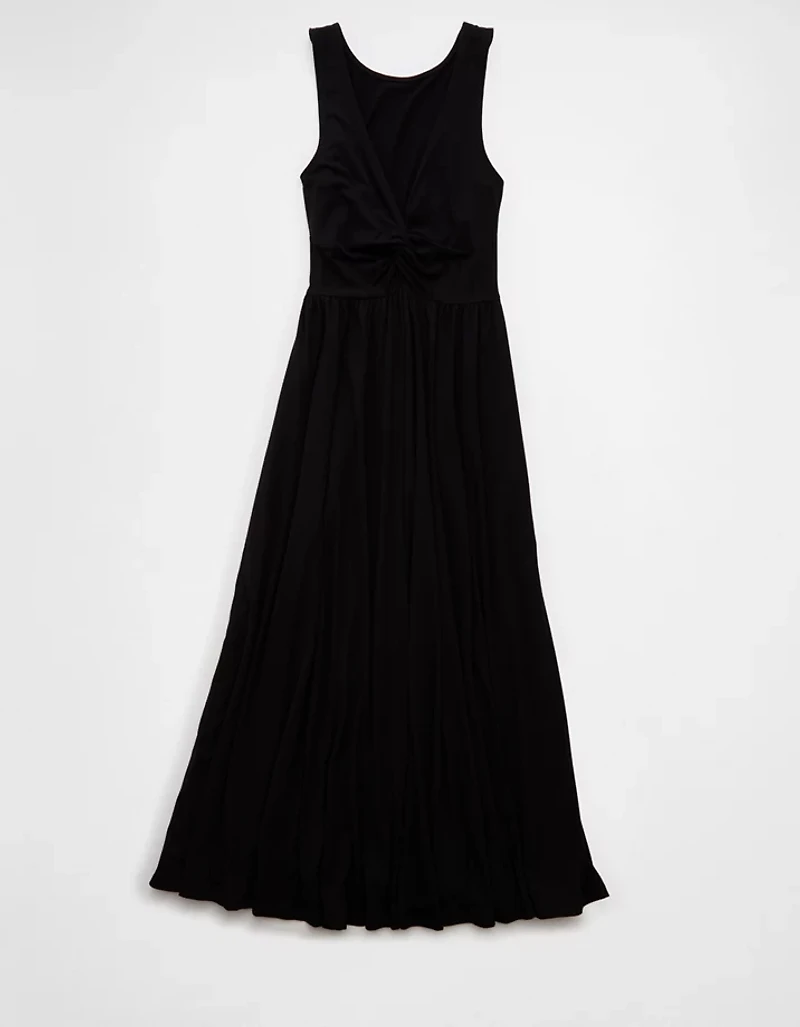 Robe mi-longue à fente et torsade au dos AE