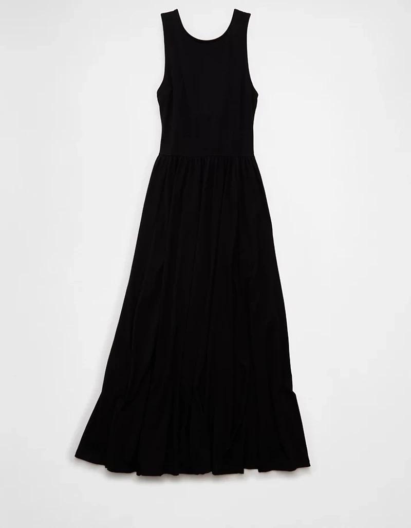 Robe mi-longue à fente et torsade au dos AE