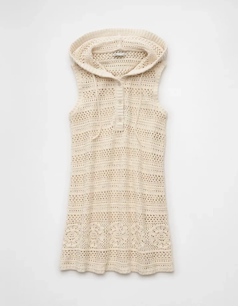 AE Crochet Hooded Mini Dress
