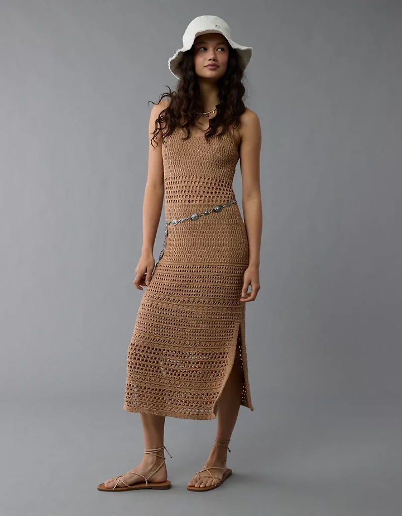 Robe très longue moulante crochetée AE