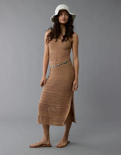 Robe très longue moulante crochetée AE