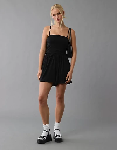 AE Strapless Ruched Romper