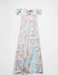 Robe longue à épaules dénudées et décolleté en cœur satin AE